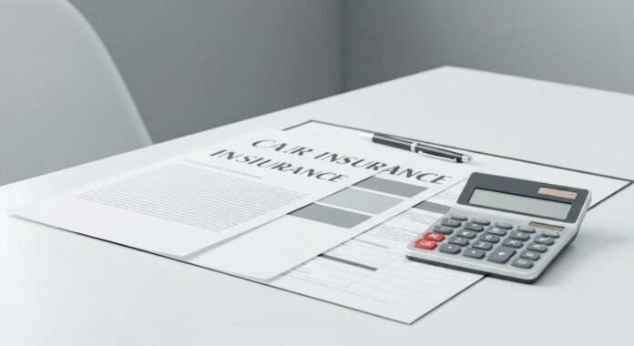 Documents et calculatrice illustrant le calcul de la franchise assurance auto