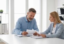 Mutuelle vs compagnie d’assurance traditionnelle pour l’auto : les différences Deux personnes comparant des contrats d'assurance auto sur une table