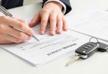 Déclaration de sinistre auto : comment bien la remplir dès le premier jour Formulaire de déclaration de sinistre auto rempli sur un bureau, clés de voiture à côté