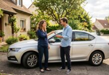 Clause de conduite exclusive : ce qu’elle change vraiment en cas de sinistre Une femme remet les clés de sa voiture à un homme devant leur domicile