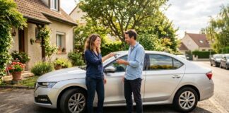 Clause de conduite exclusive : ce qu’elle change vraiment en cas de sinistre Une femme remet les clés de sa voiture à un homme devant leur domicile