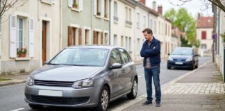 Résiliation par l’assureur pour risque aggravé : motifs et recours possibles Conducteur inquiet observant sa voiture garée dans une rue résidentielle après une résiliation pour risque aggravé
