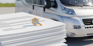 Assurance auto camping-car : garanties spécifiques et pièges à éviter Camping-car et dossier d'assurance auto, illustration assurance véhicule de loisirs