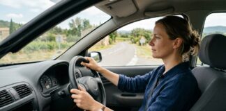 Garantie individuelle conducteur : pourquoi la souscrire même avec un tous risques Conductrice au volant, mains sur le volant, illustration de la garantie individuelle conducteur en assurance auto