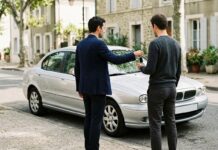 Résilier son assurance auto suite à la vente du véhicule : démarches et remboursement Vendeur remettant les clés de sa voiture à l'acheteur lors de la cession du véhicule