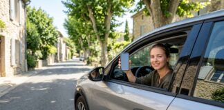 Attestation d’assurance auto provisoire et carte verte : ce qui a changé depuis avril 2024 Conductrice montrant son attestation d’assurance auto sur smartphone depuis sa voiture